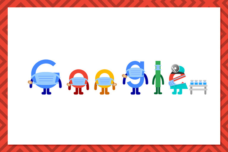 Google doodle urges people to wear masks and get vaccinated