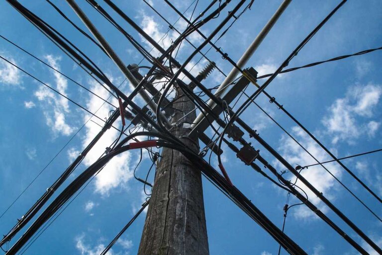 internet and power cables