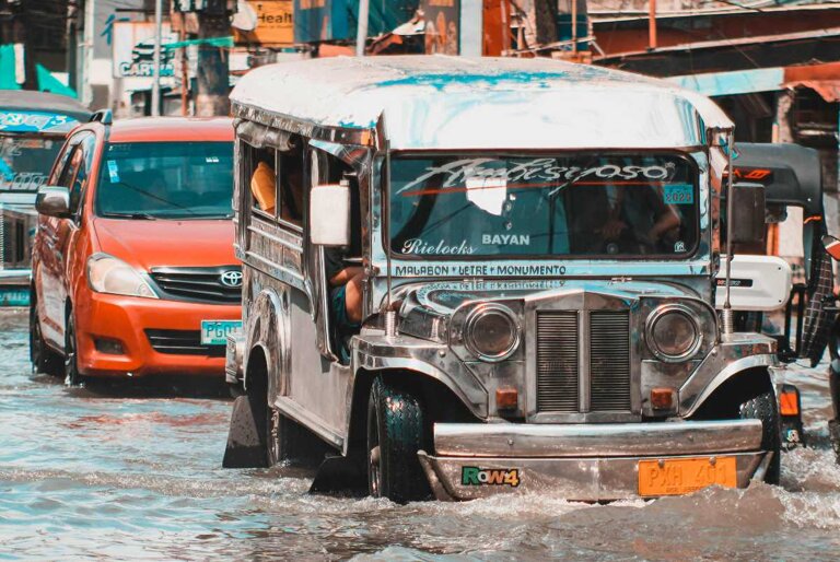 Jeepney in floods