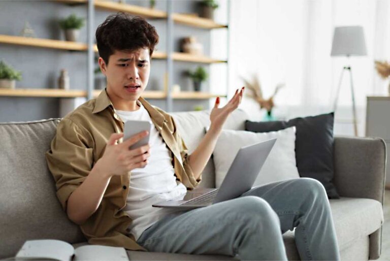 No Internet Frustrated Asian