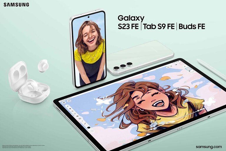 Samsung Galaxy S23 FE, Galaxy Tab S9 FE, and Galaxy Buds FE